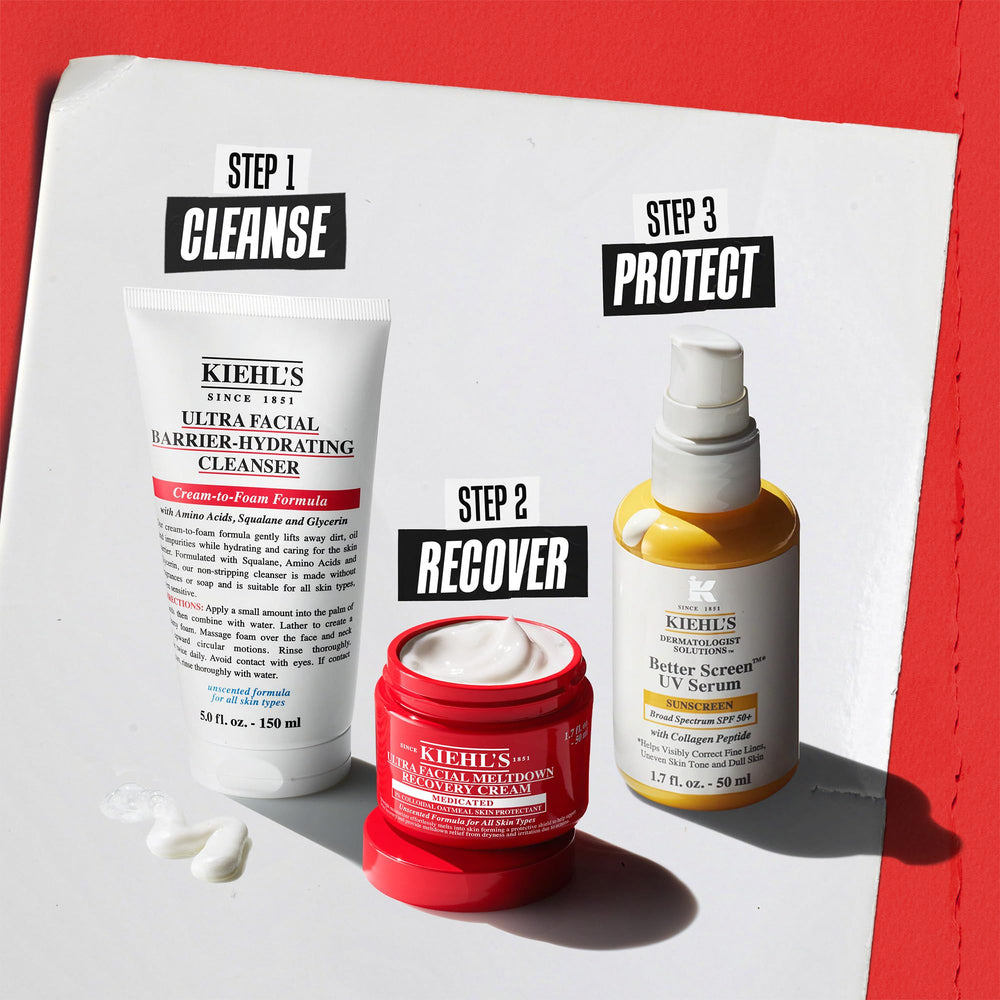 Kiehl's Ultra Facial Recovery Barrier Cream – texture gel-crème non collante en démonstration.