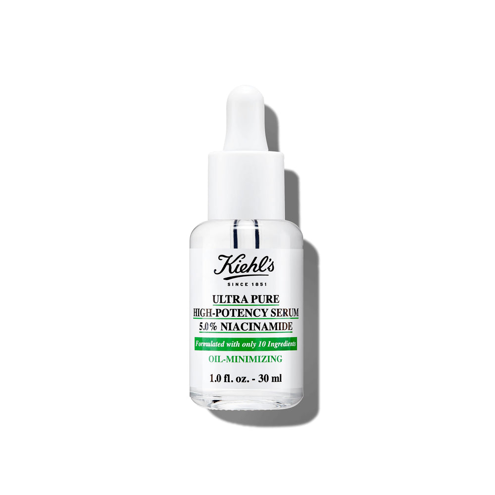 Flacon Kiehl's Ultra Pure Niacinamide, réduction de l'excès de brillance.