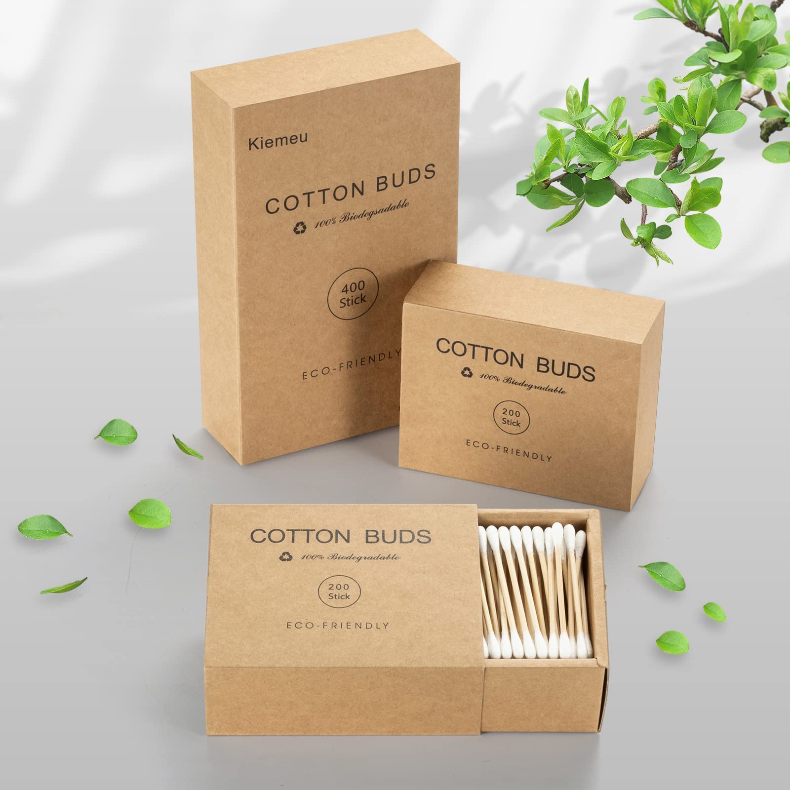 Kiemeu coton-tiges bambou pour utilisation en famille, économique et pratique.