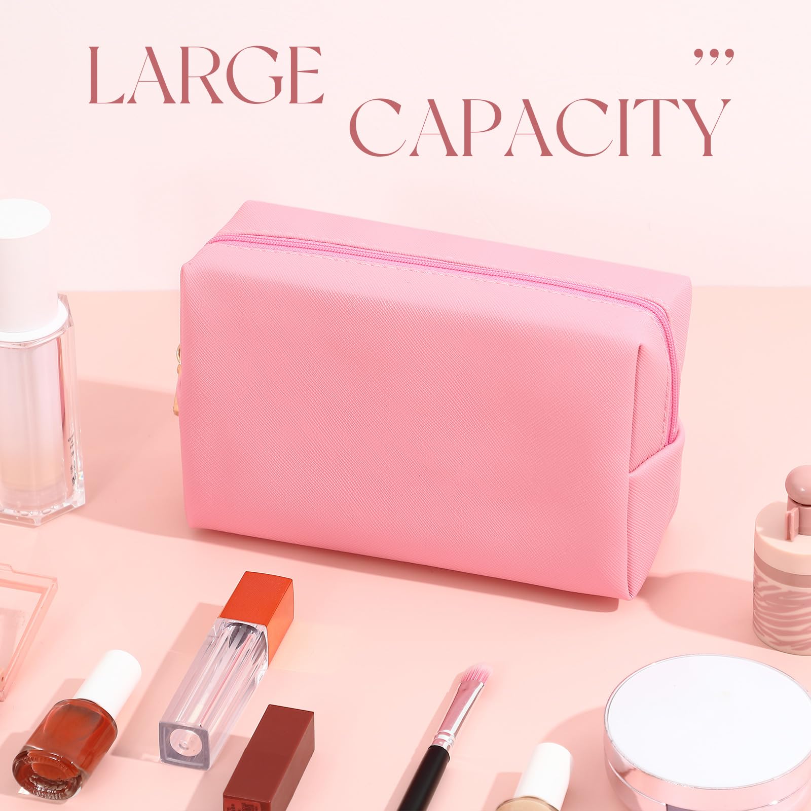 Organisateur de voyage Kigeli, pochette maquillage rose pour gagner du temps.