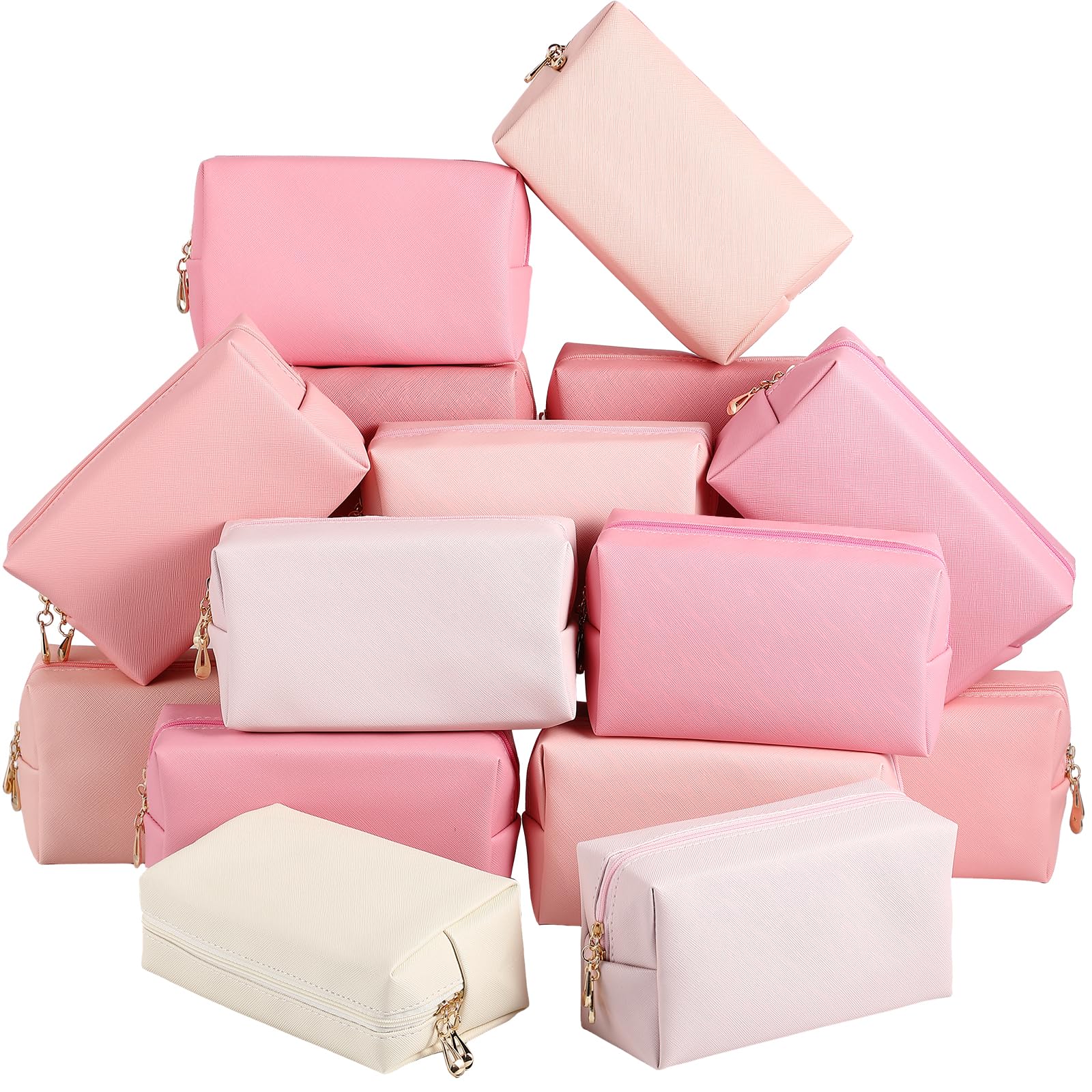 Pochette Kigeli en PU cuir rose brillant, idéale pour maquillage en déplacement.