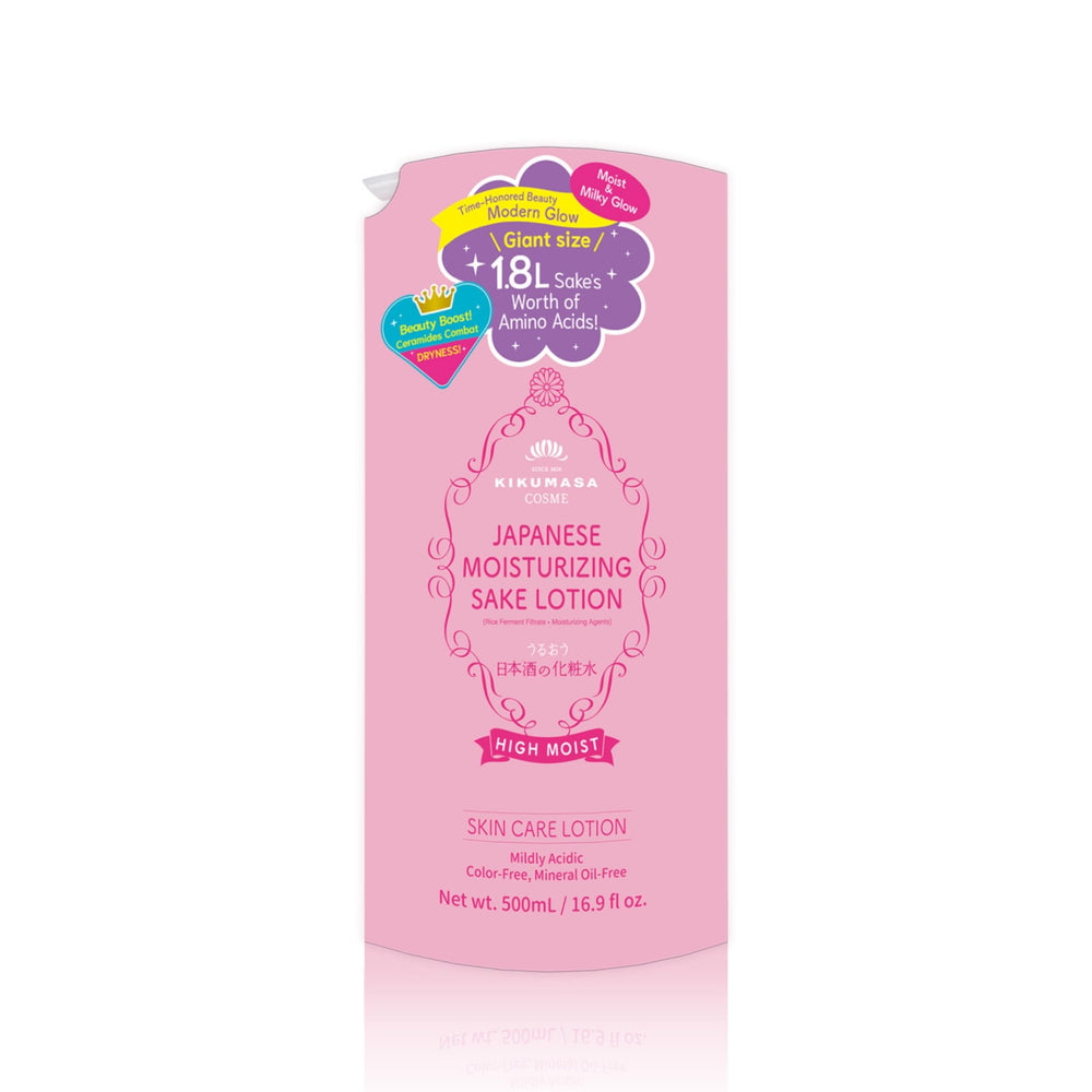 Kikumasamune, bouteille 2-en-1 tonique et lotion pour hydratation visage et corps.