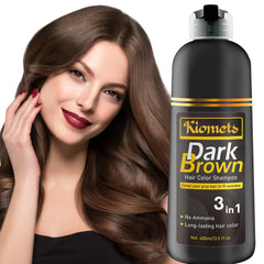 KILOMETS Dark Brown Color Shampoo bottle pour provides quick grey coverage.