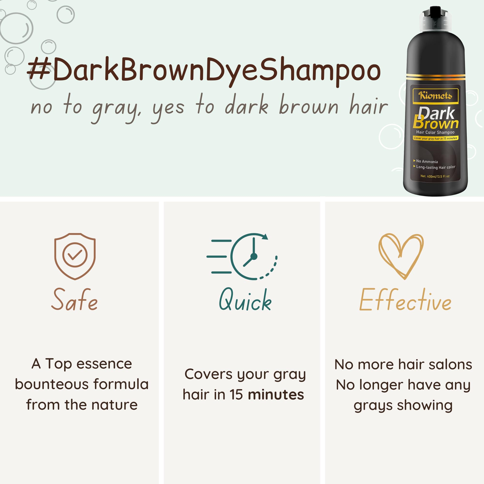 KILOMETS Dark Brown Color Shampoo foam-lather demonstrates gentle tint and cleansing.