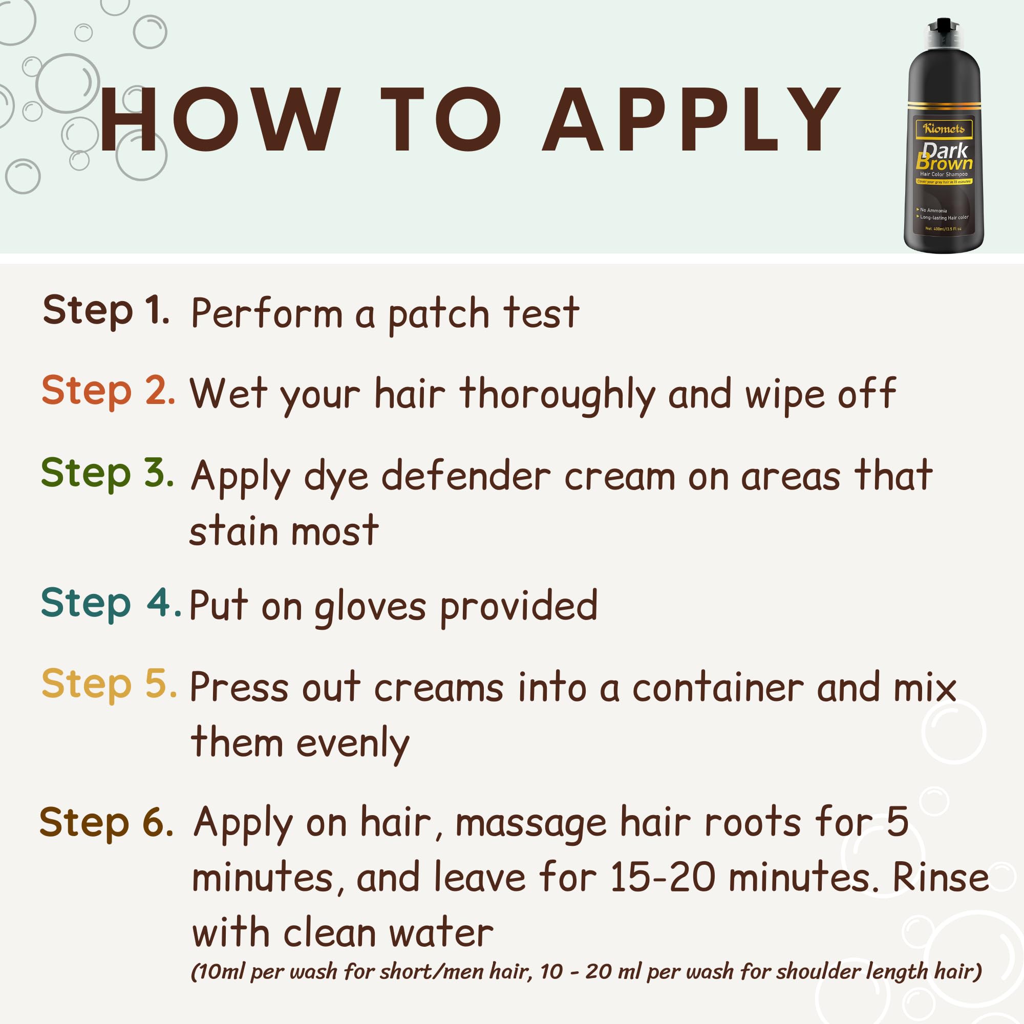 KILOMETS Dark Brown Color Shampoo scent lavender peppermint provides mild aroma during use.