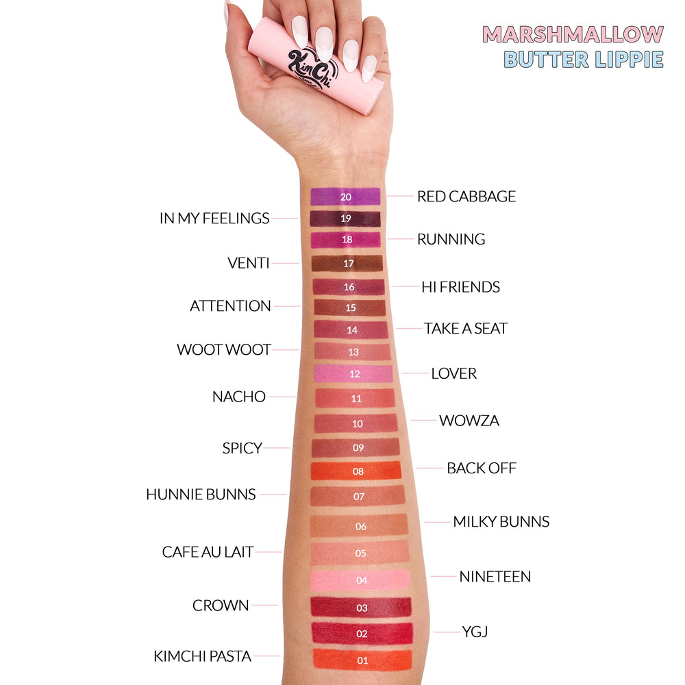 Kimchi Chic Marshmallow Butter Lippie application angle for smooth glide.