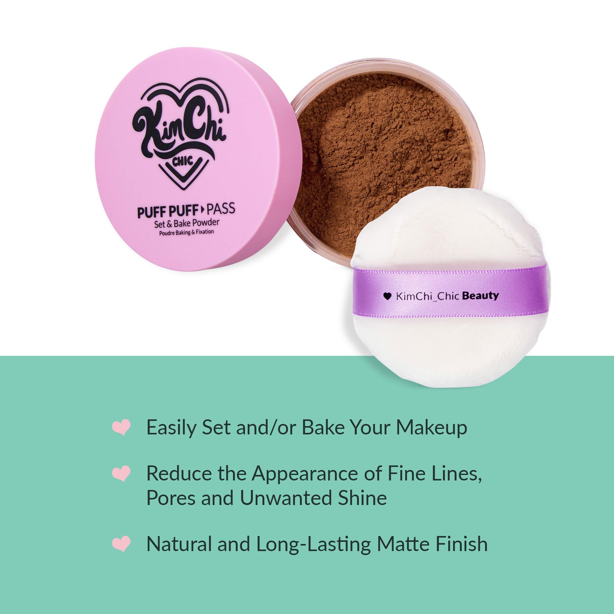 KimChiChic poudre Set Bake Velours Puff: texture légère pour fixation durable.