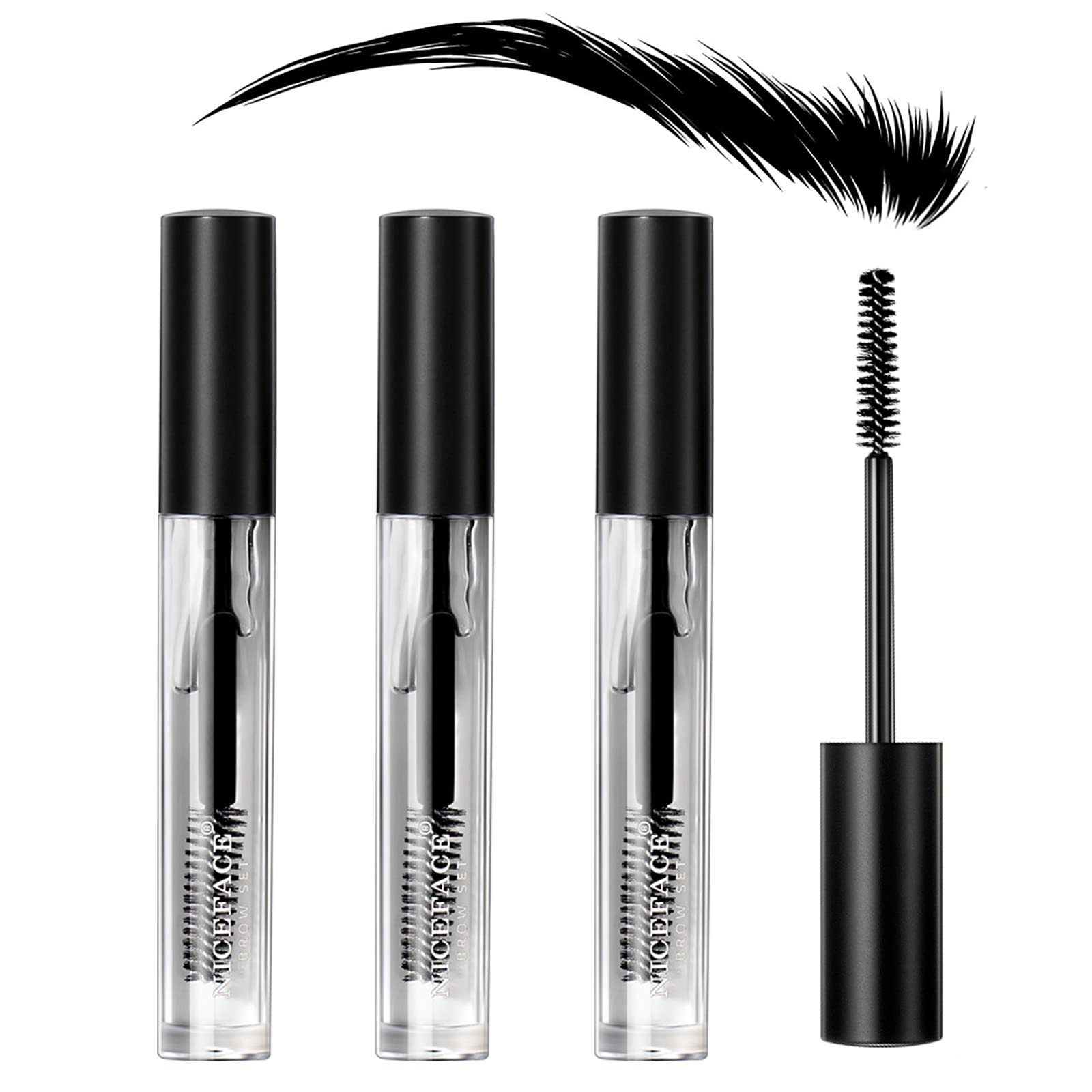 KIMIEYE kit sourcils 3 pièces avec brosse 360°, résultat naturel.