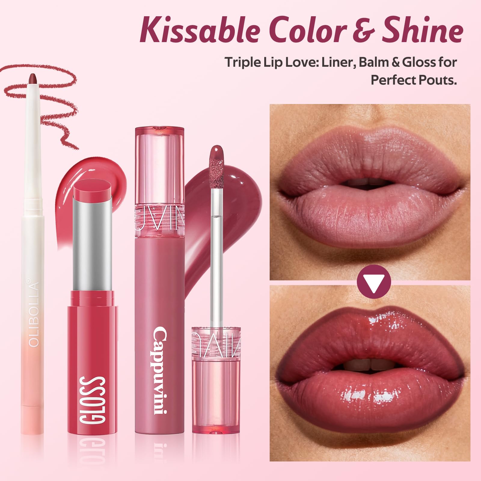 Kimuse 3-step application guide—easy routine for stunning lips.