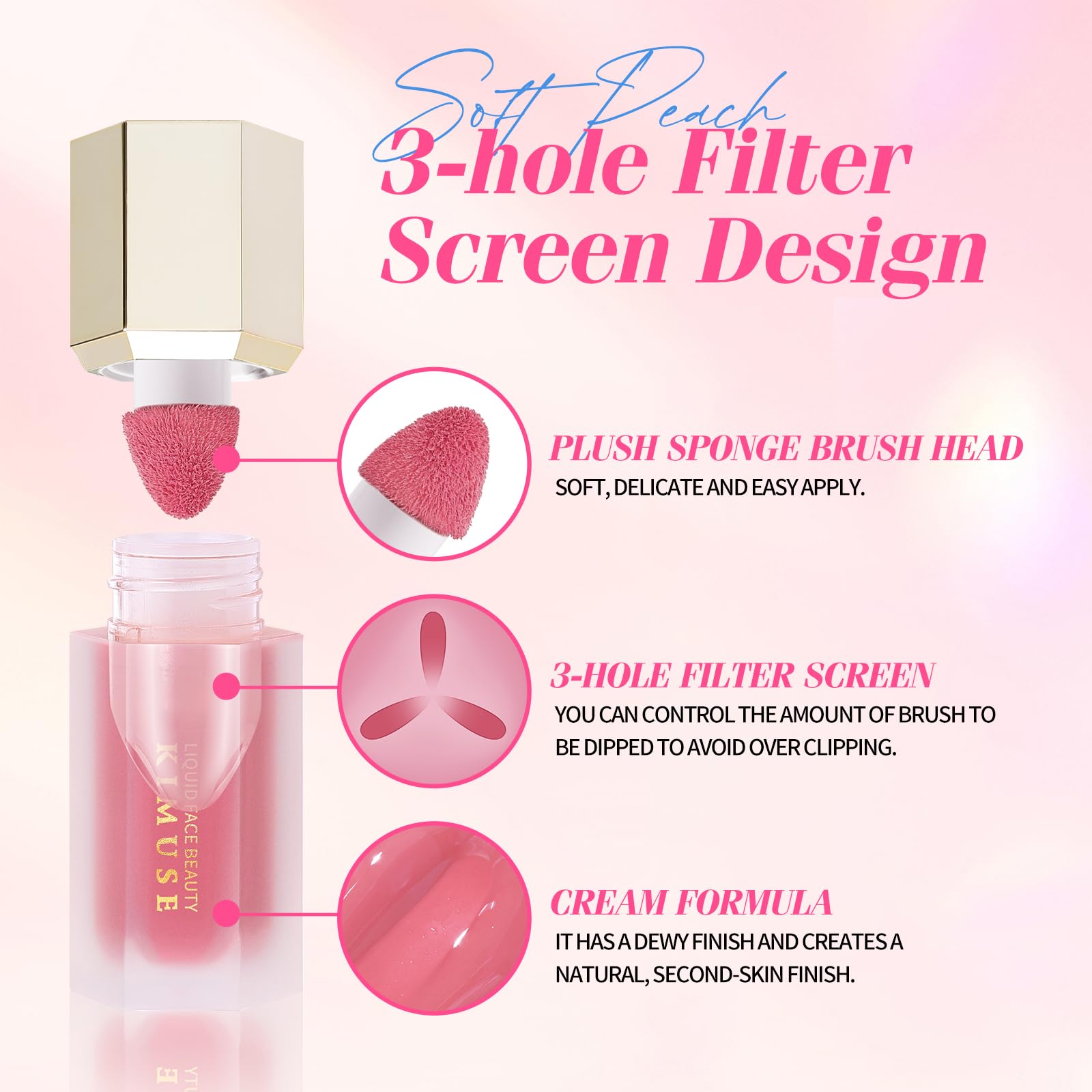 KIMUSE Creme-Blush longue tenue resiste a l eau sans retouches.