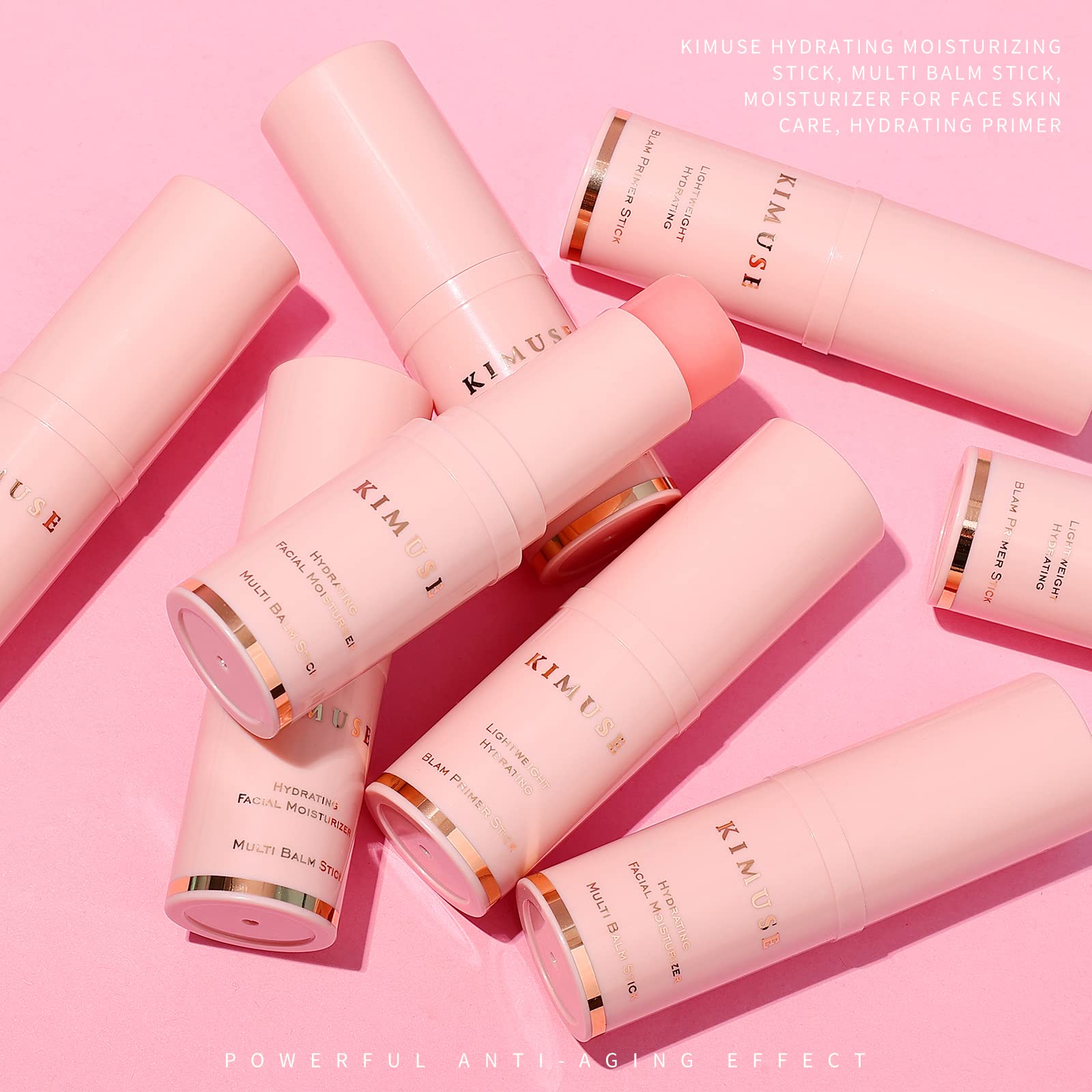 KIMUSE Hydratant Multi Balm Stick, soin 3-en-1 pour visage et cou.