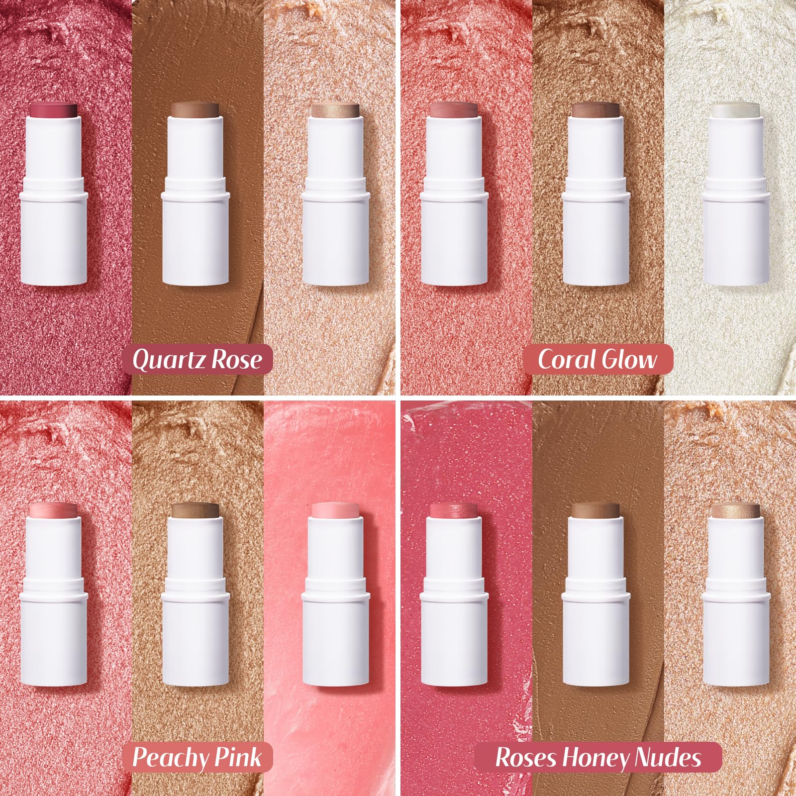 KIMUSE trio de fards-crèmes – idée cadeau idéale pour elle, simple et élégant.