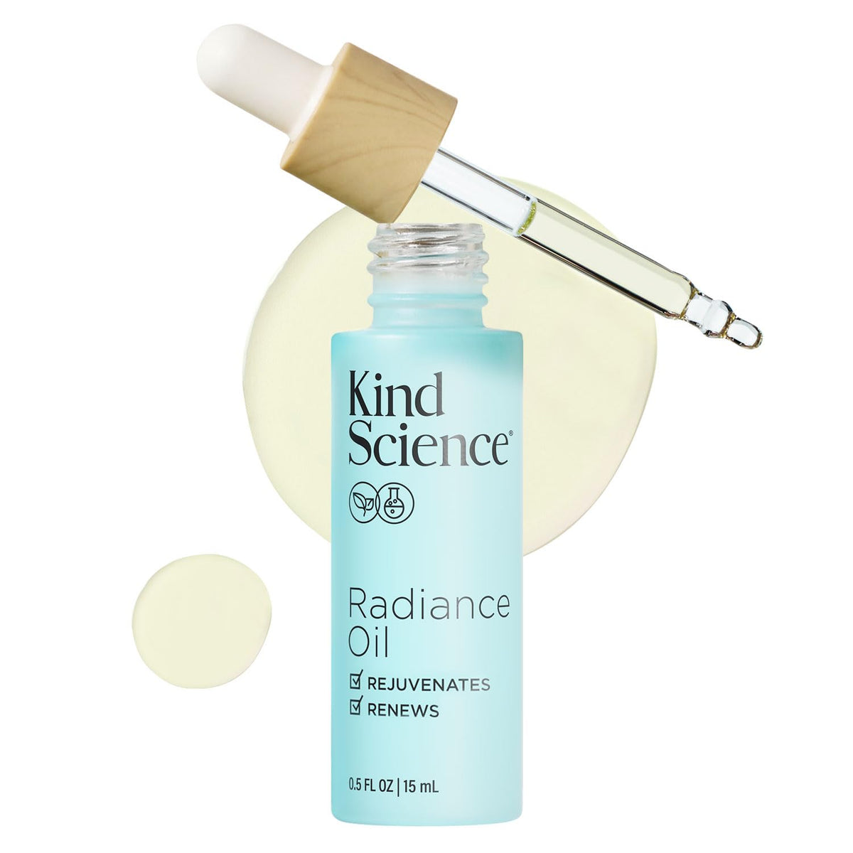Kind Science Radiance Oil - bouteille, huile hydratante qui révèle un éclat lumineux