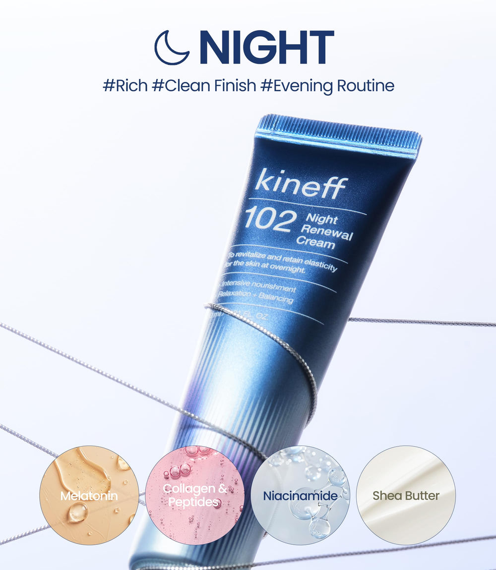 Texture riche de la crème nuit Kineff Dermacycle pour le repos cutané.