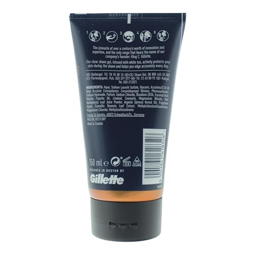 Application du gel de rasage transparent King C. Gillette pour précision sans mousse.