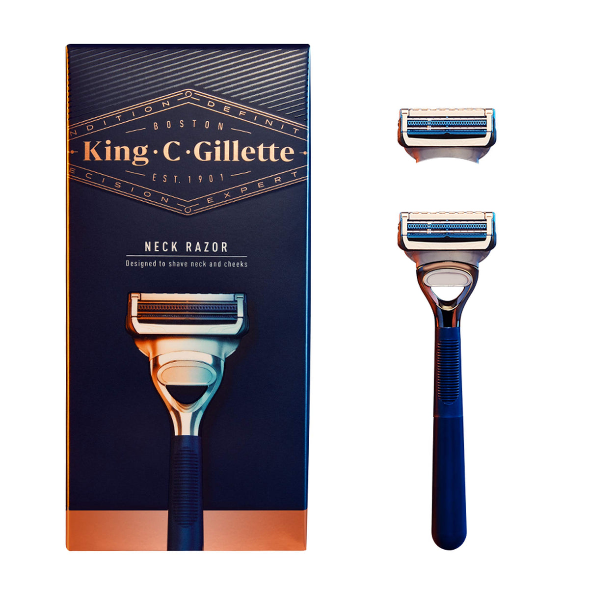 King C. Gillette Neck avec poignee ergonomique pour un contrôle précis du rasage.