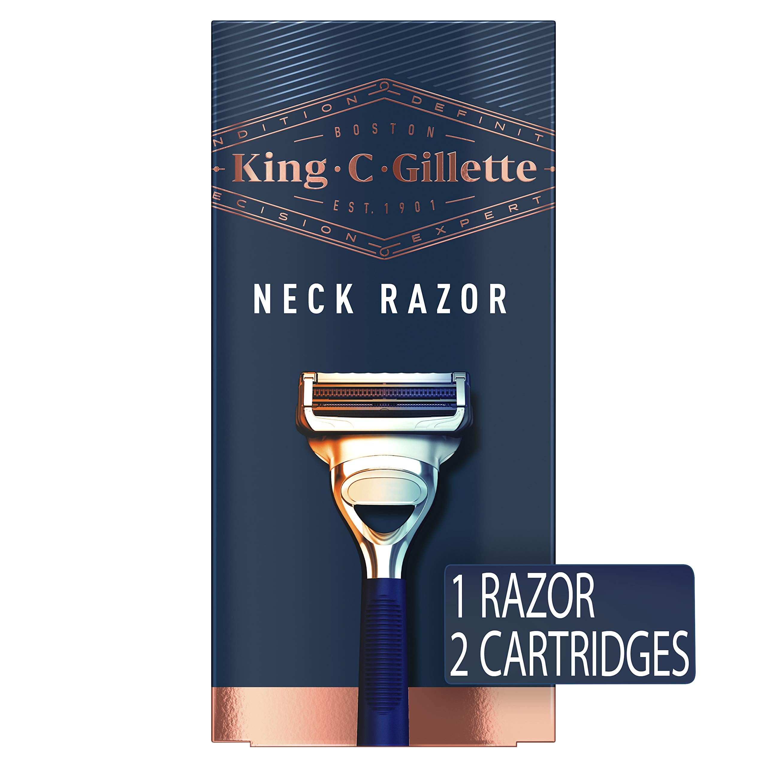Rasoir King C. Gillette Neck avec tondeuse de précision à l'arrière pour plus de précision.