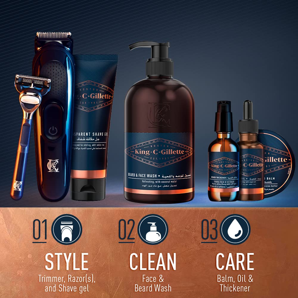 Texture gel clair permettant un rasage précis et un tracé des contours facile.