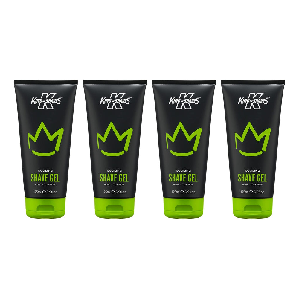 King of Shaves gel rasage translucide montrant texture claire pour une glisse précise