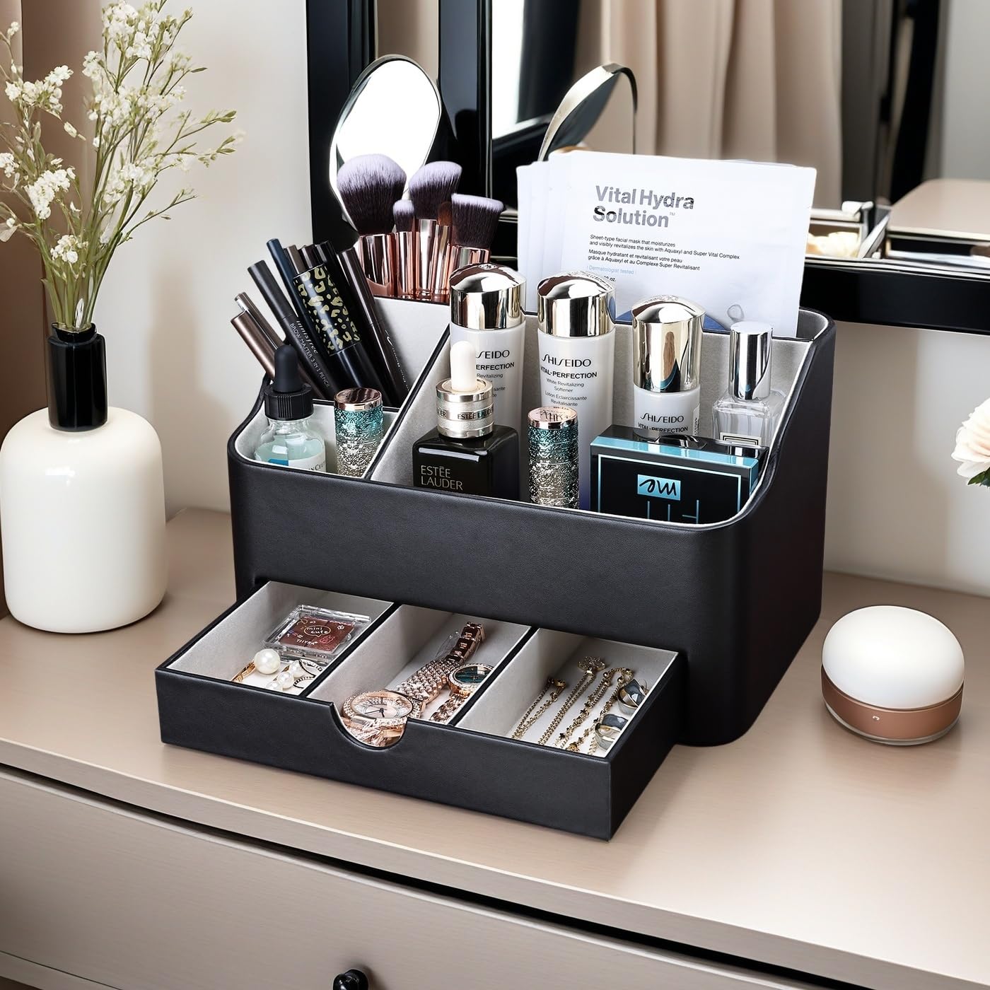 Kingfom Organisateur Soins Visage: garde vos crèmes et petits flacons propres.