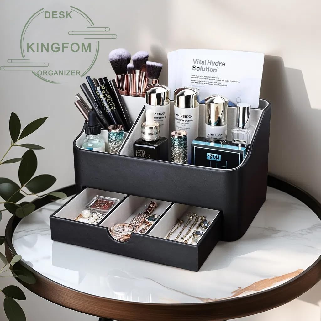 Kingfom Rangement Accessoires Beaute Bureau: réunit pinceaux et outils sur le bureau.