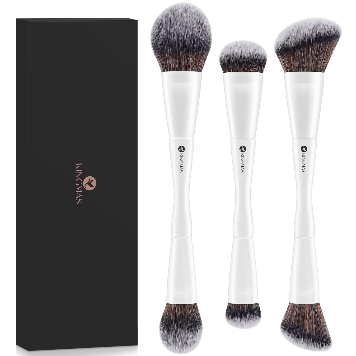 KINGMAS kit pinceaux 3 pièces double-face – application précise du teint