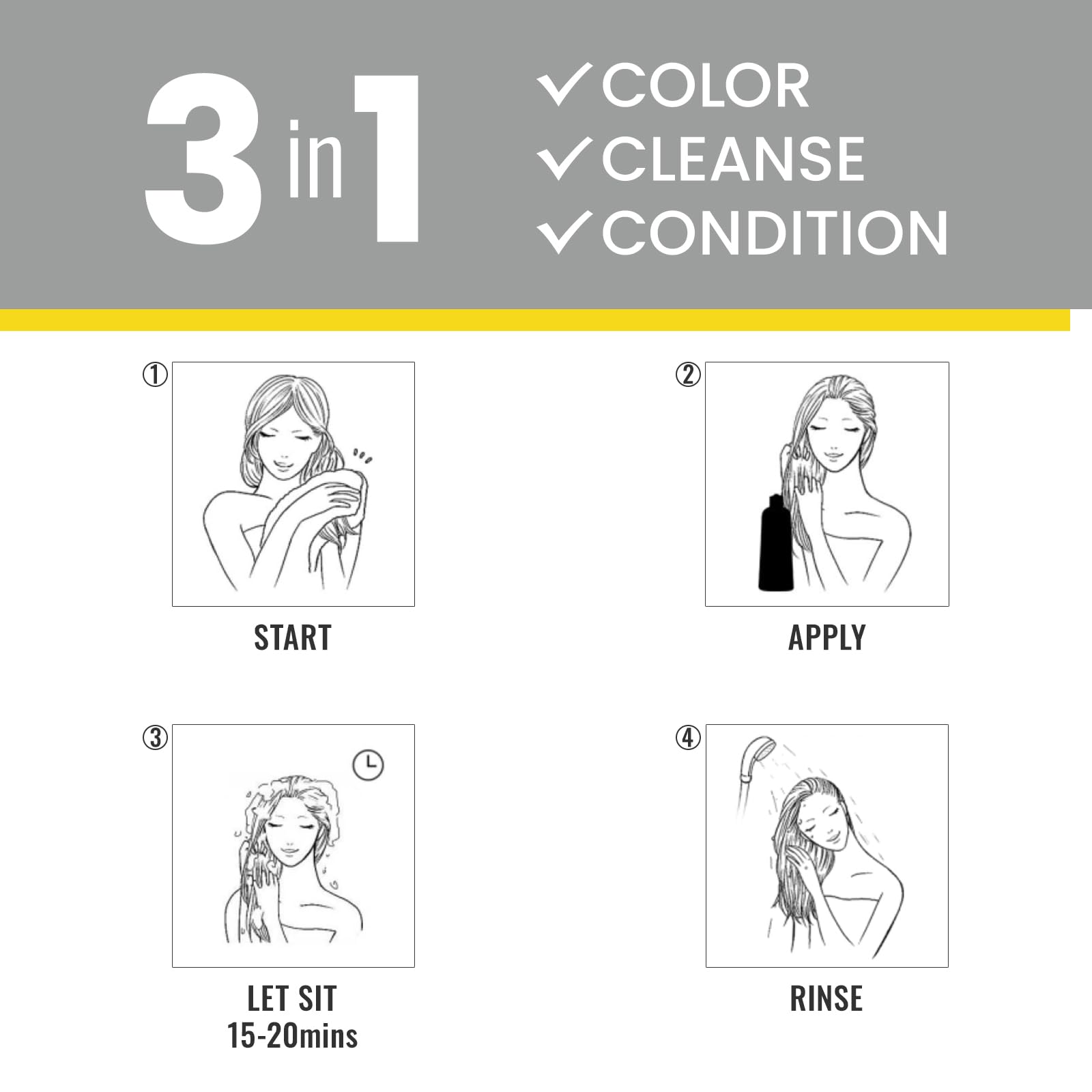 Résultat colorant brun foncé pour cheveux gris sans salon.