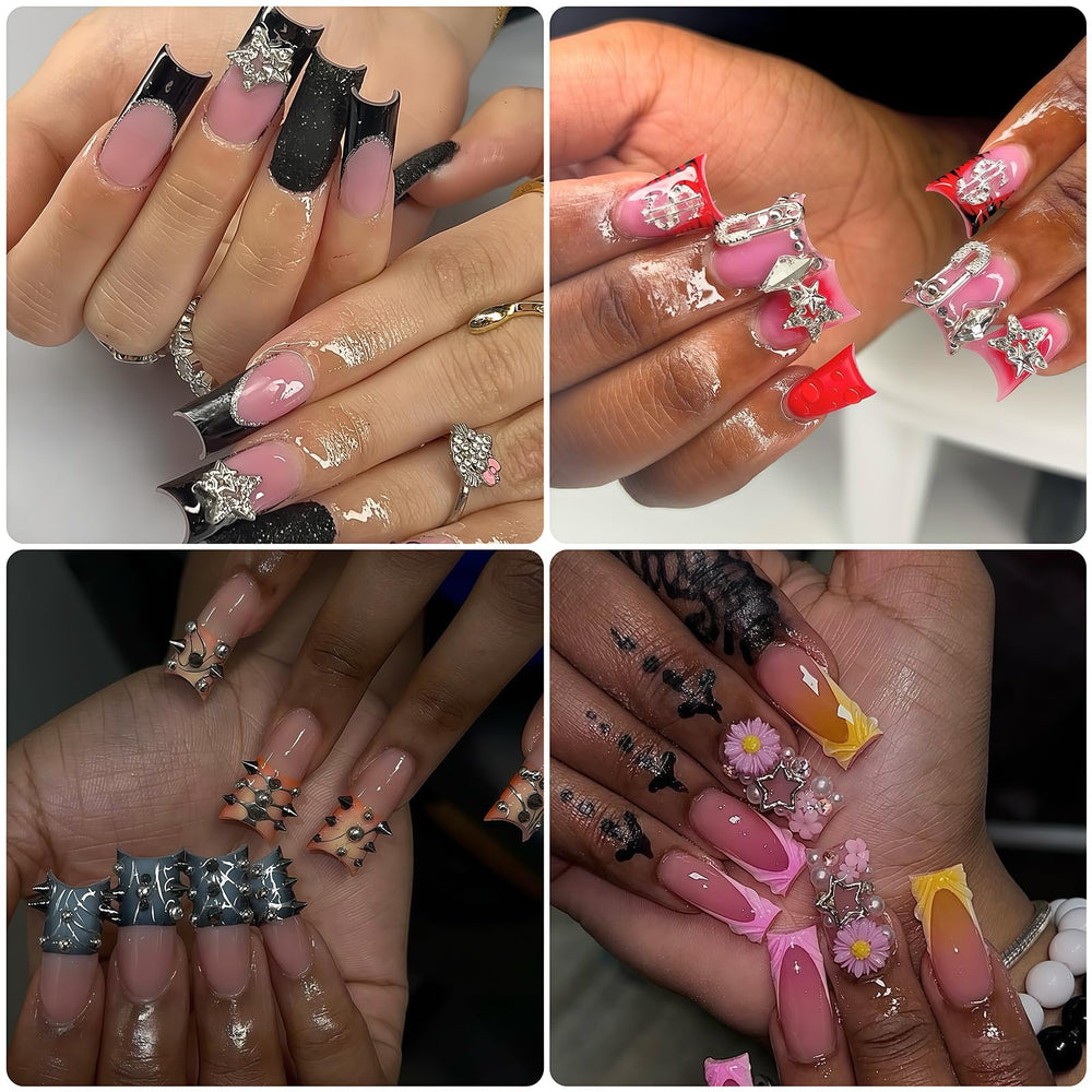 KINGNAME effet-3d-punk-ongles, relief visuel attirant l'attention sur chaque main.