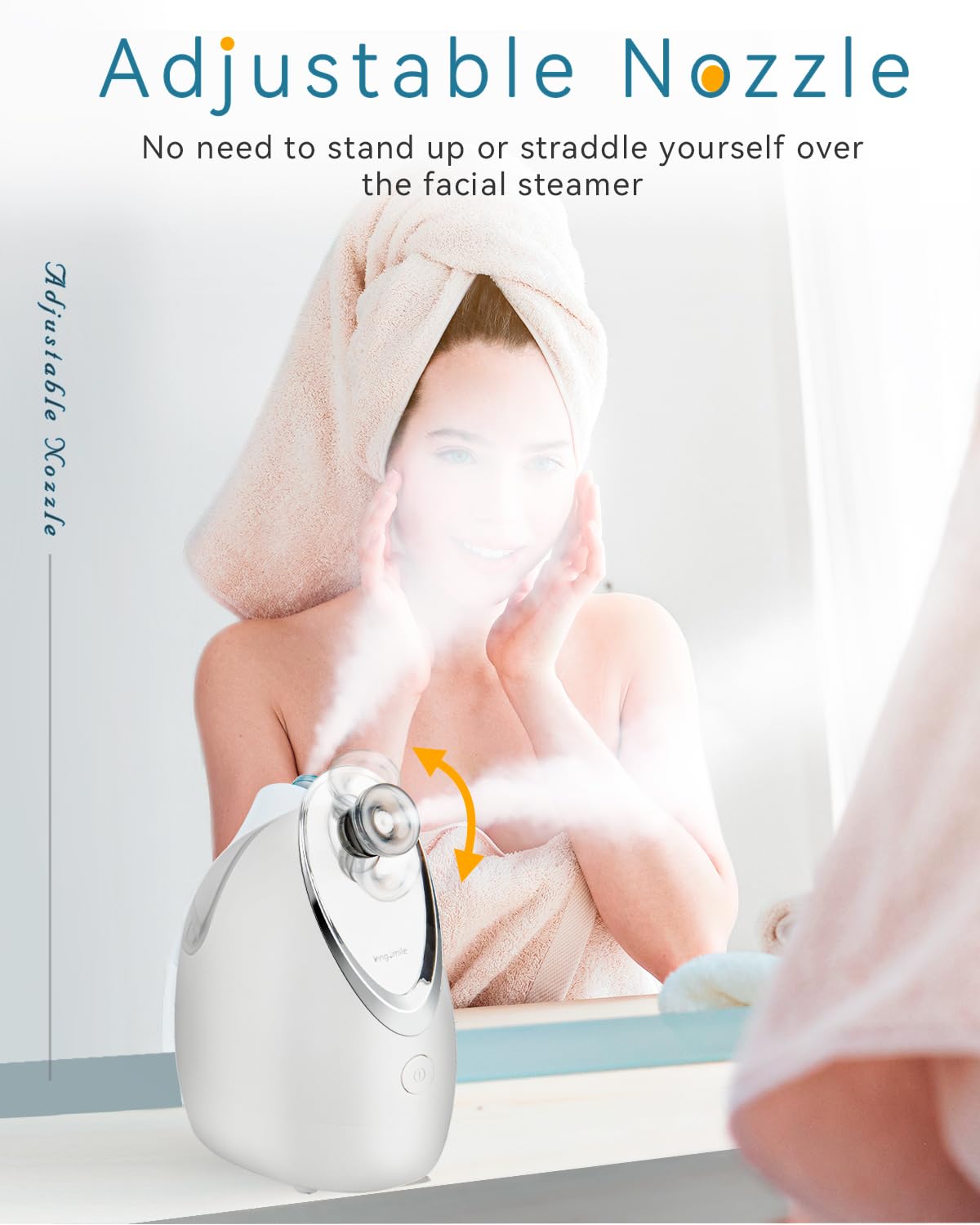 Kingsmile nano-vapeur visage compacte facilite un rituel spa à domicile.