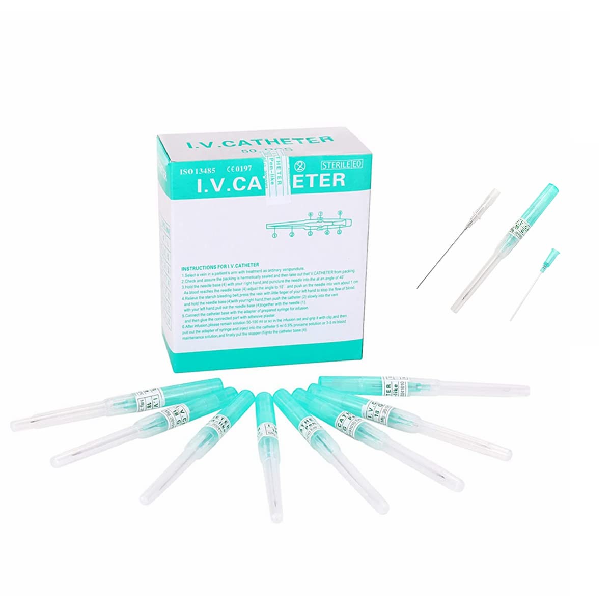 KingWei aiguilles piercing 18G, 50 pièces, acier inoxydable stériles