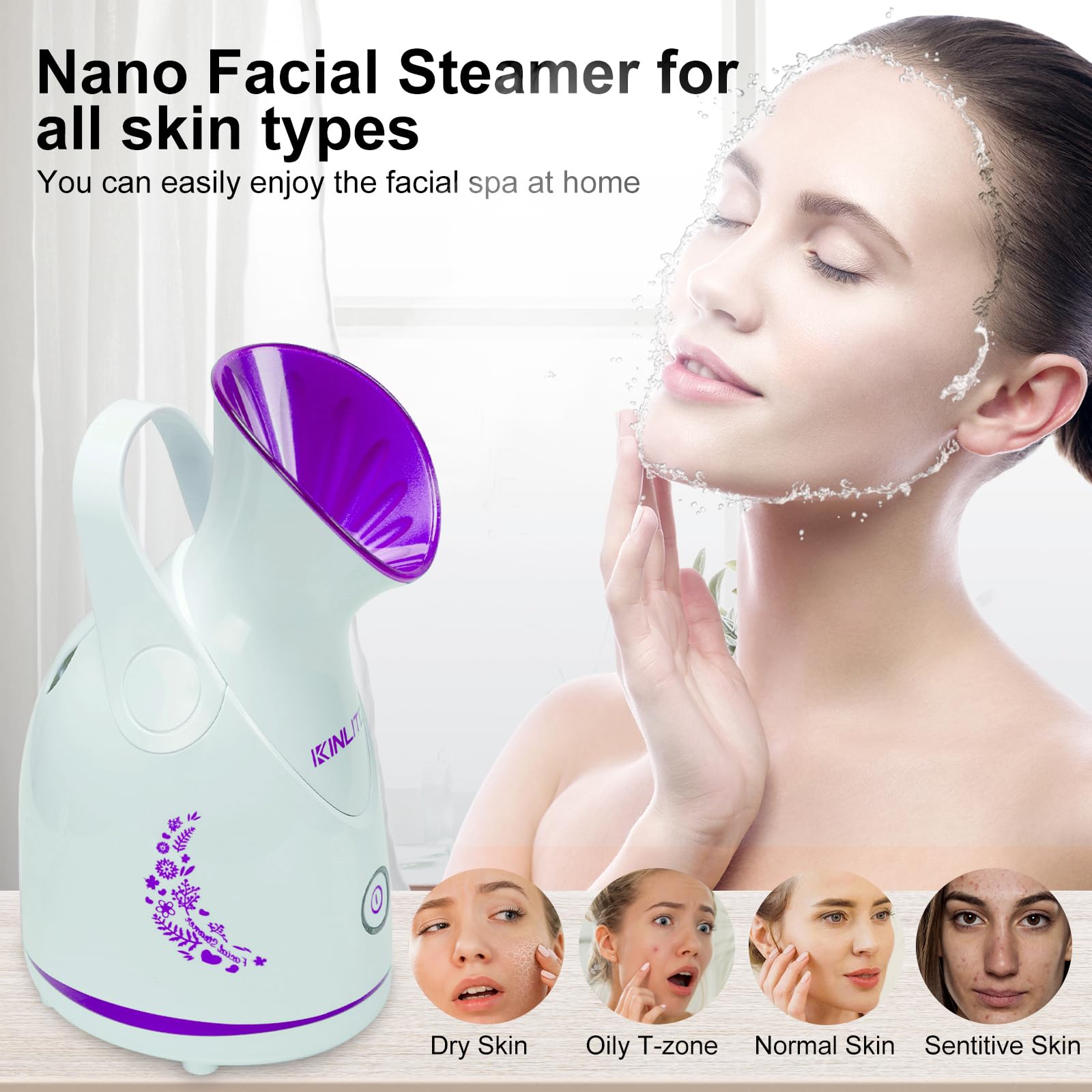 KinLITO vapeur faciale nano ionique humidificateur portable pour routine soin.