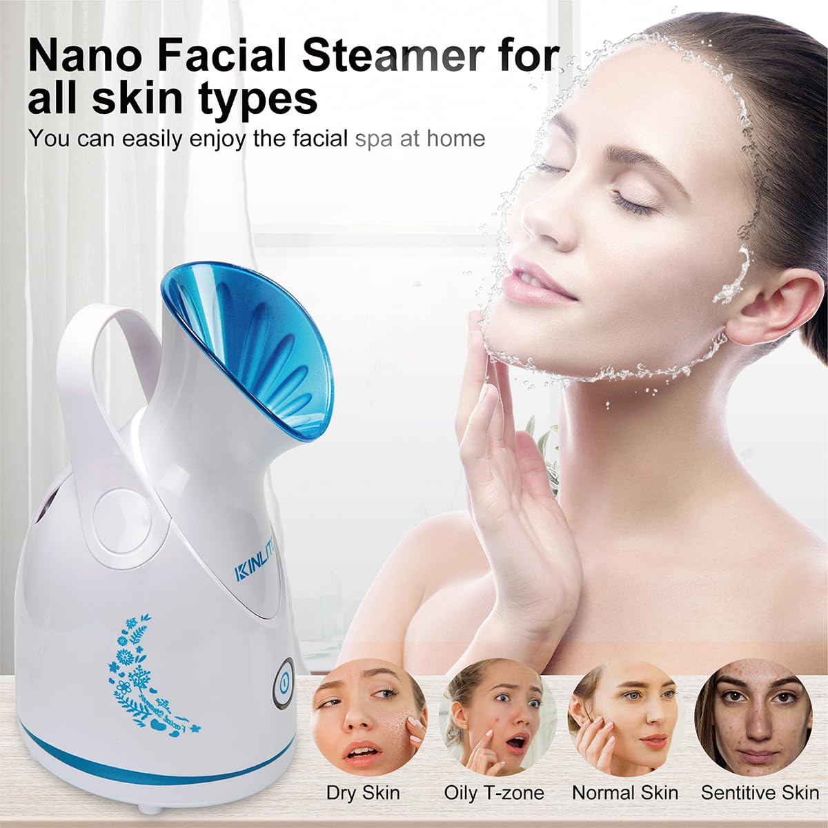 Kinlito Steamer: brume nano-ionique pour pores propres et peau revitalisée