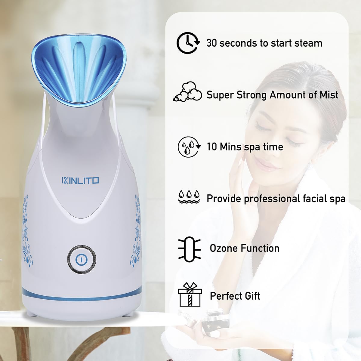 Kinlito Steamer Visage portable: design compacte parfait pour maison et voyage