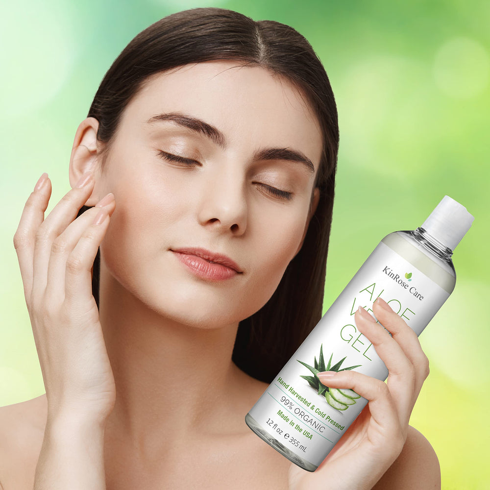 Flacon KinRose Care Aloe Vera 355 ml, gel pur sans parfum pour la routine beauté.