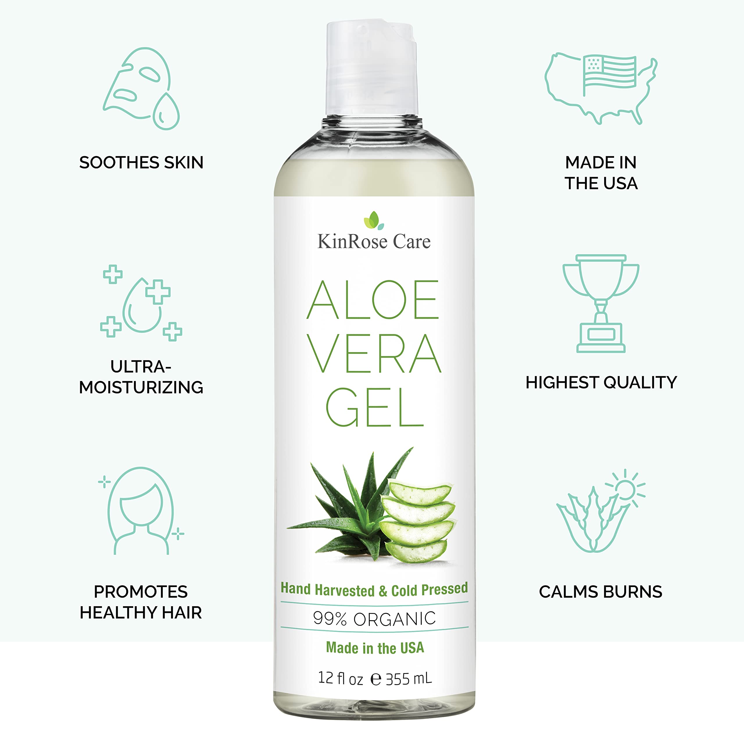 Gel Aloe Vera KinRose pour la peau, apaise les irritations quotidiennes.