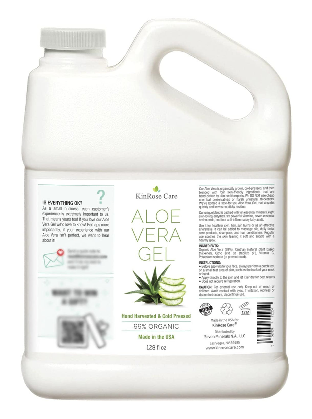 KinRose Care Gel Aloe Vera pour hydratation quotidienne et polyvalente