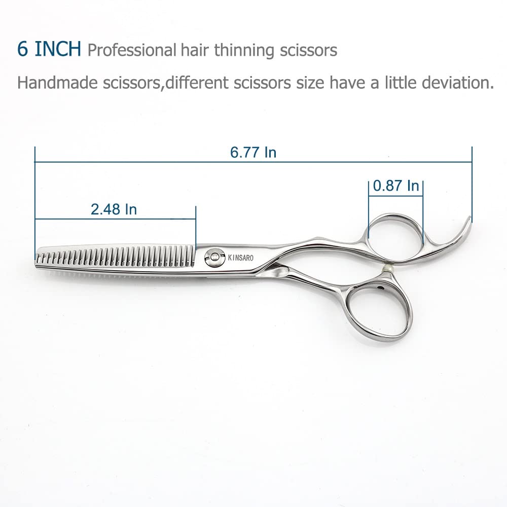 Ciseaux éclaircisseurs KINSARO 30 dents, effilage maîtrisé pour coiffure légère.
