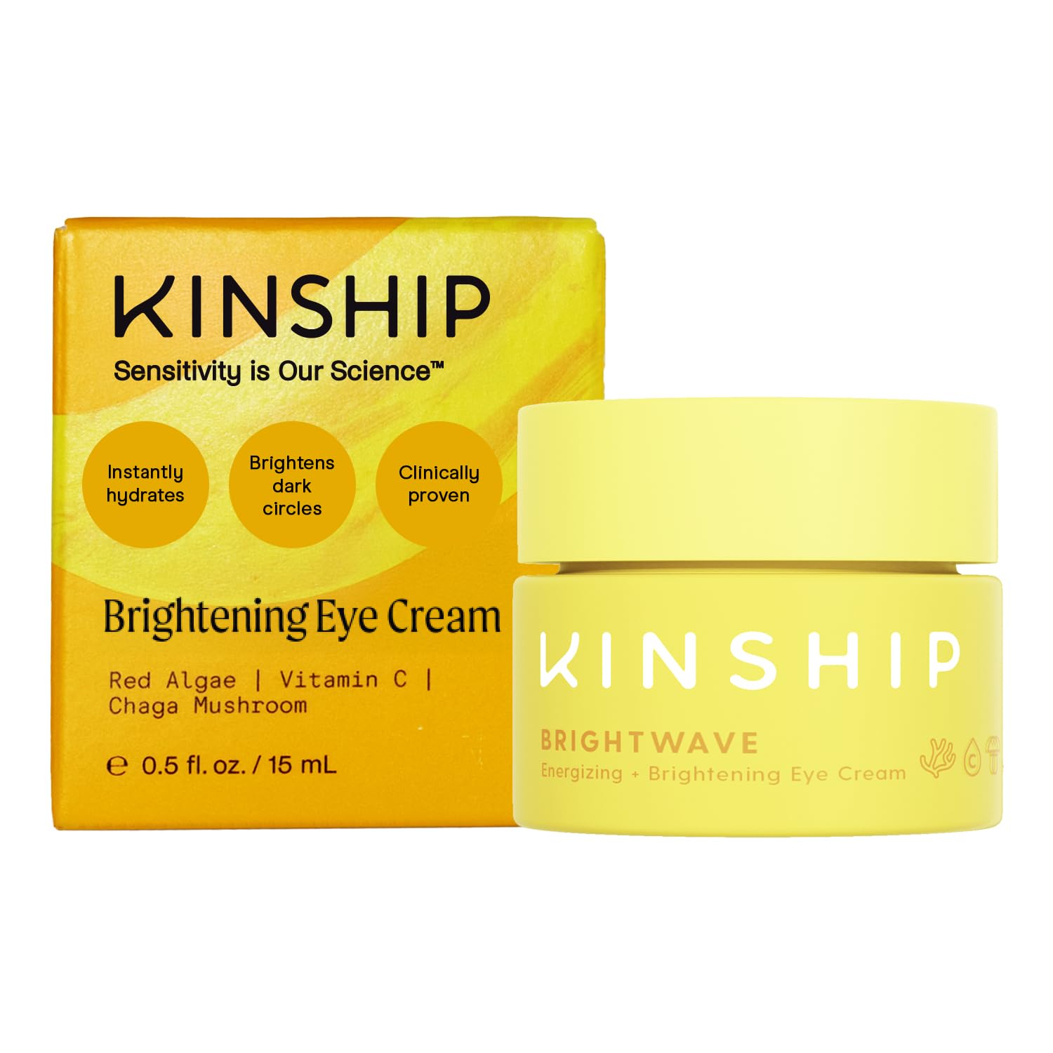 Kinship Brightwave crème yeux en flacon, hydratation légère pour le contour des yeux