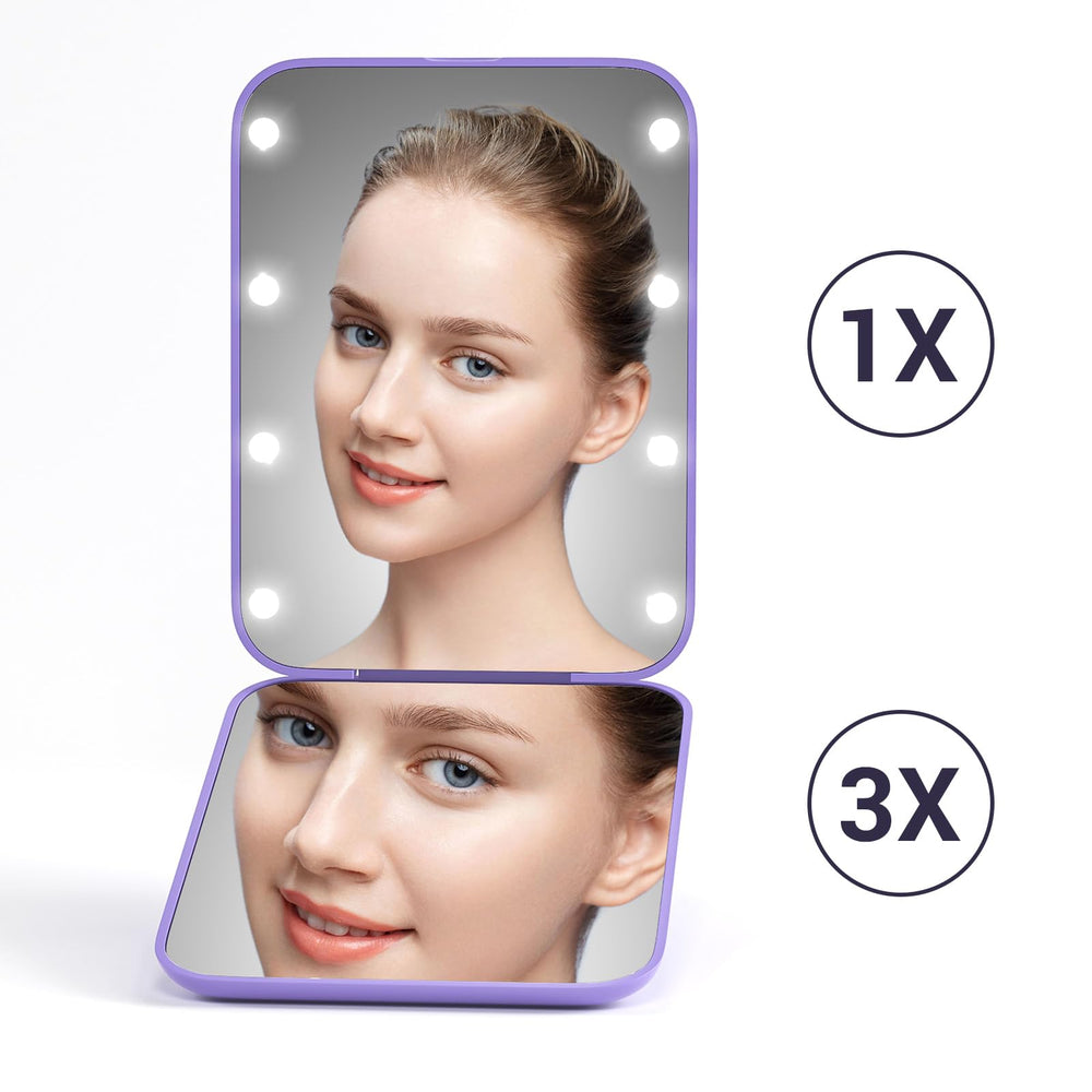 Miroir portable Kintion à double face, pratique en voyage.