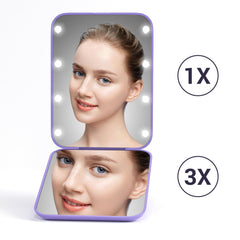 Miroir portable Kintion à double face, pratique en voyage.