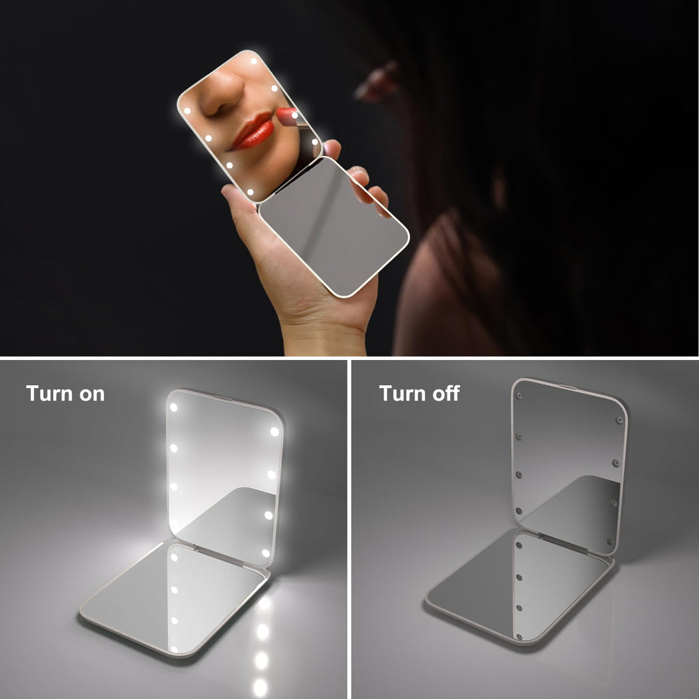 Miroir Kintion compact en paille de ble fermé, facile à transporter.