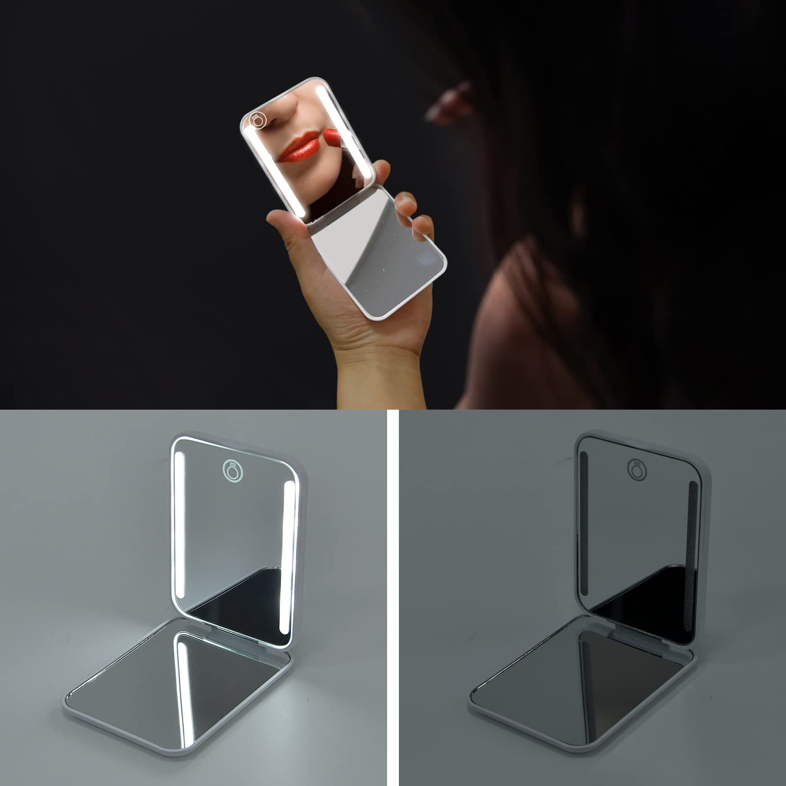 Miroir Kintion à interrupteur magnétique s'ouvre et se ferme facilement.