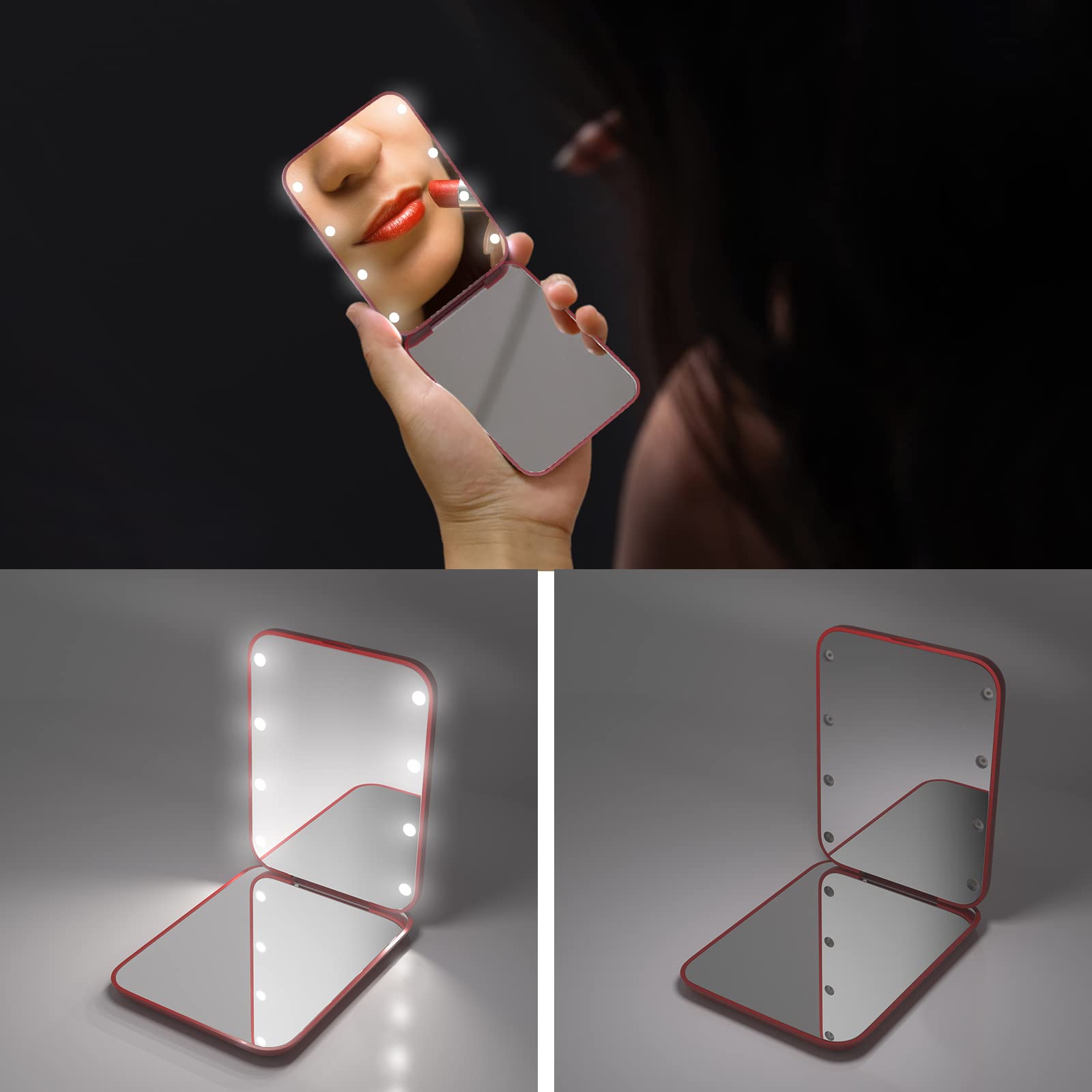 Miroir double-face Kintion avec lumière LED pour maquillage précis