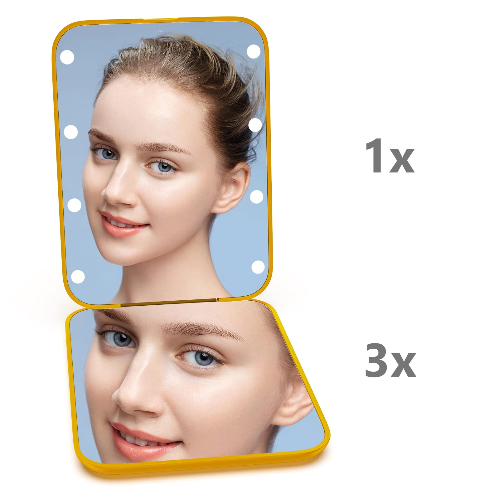 Miroir jaune Kintion, cadeau élégant pour femmes et amis.