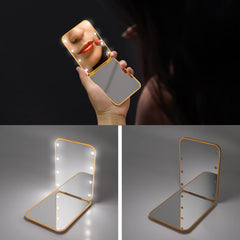 Miroir LED compact Kintion, pliable et facile à glisser dans le sac.