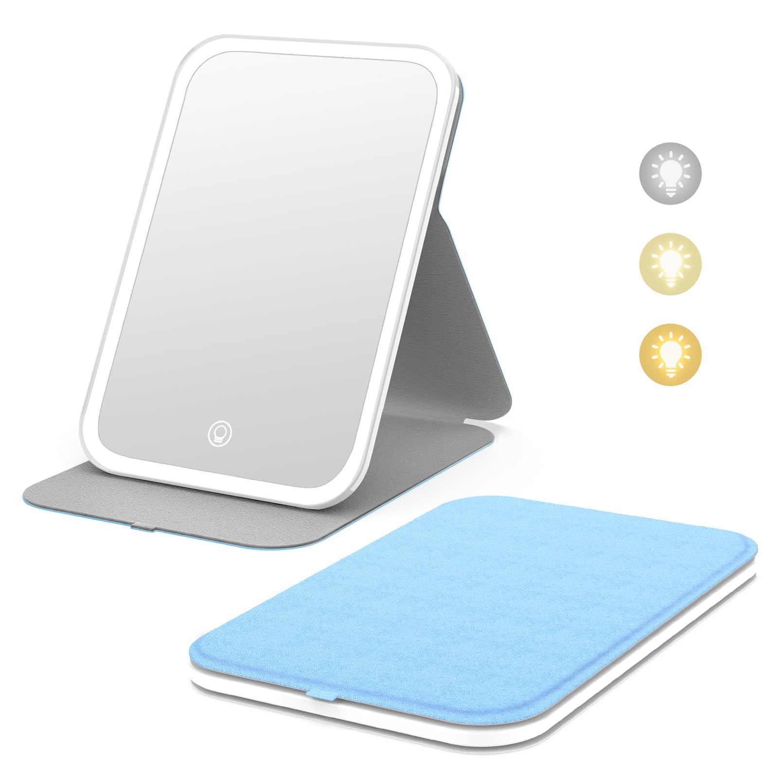 Miroir maquillage portable Kintion avec lumière adaptée pour voyage