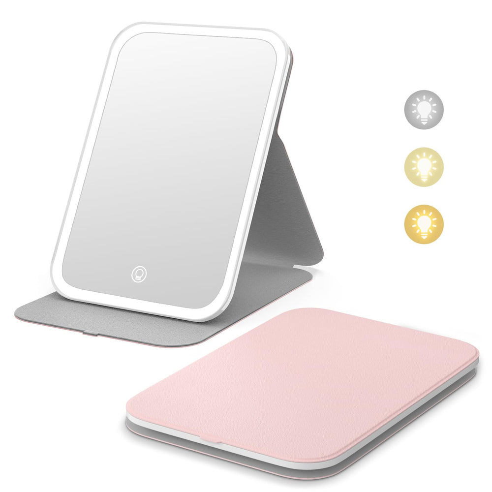 Miroir de maquillage Kintion LED de voyage, idéal pour retouches rapides.