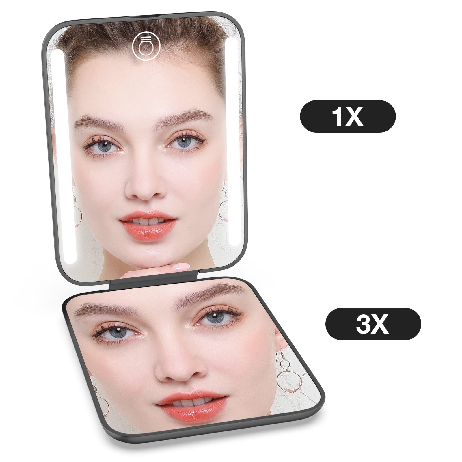 Miroir Kintion poche, batterie rechargeable pour longues sessions sans prise.