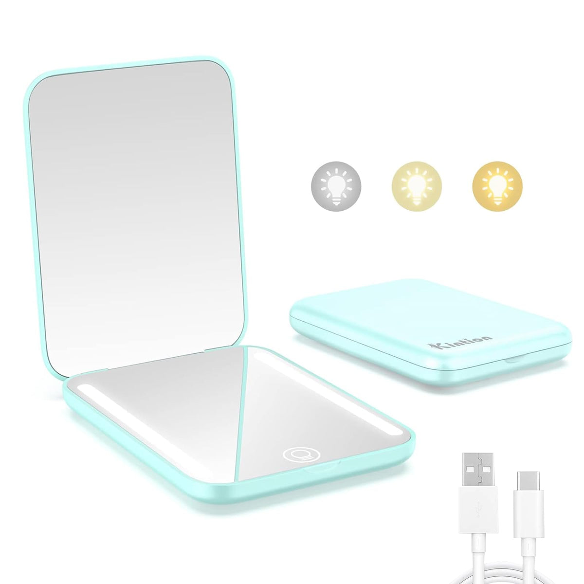 Miroir de poche Kintion double-face 1x/3x pour maquillage précis