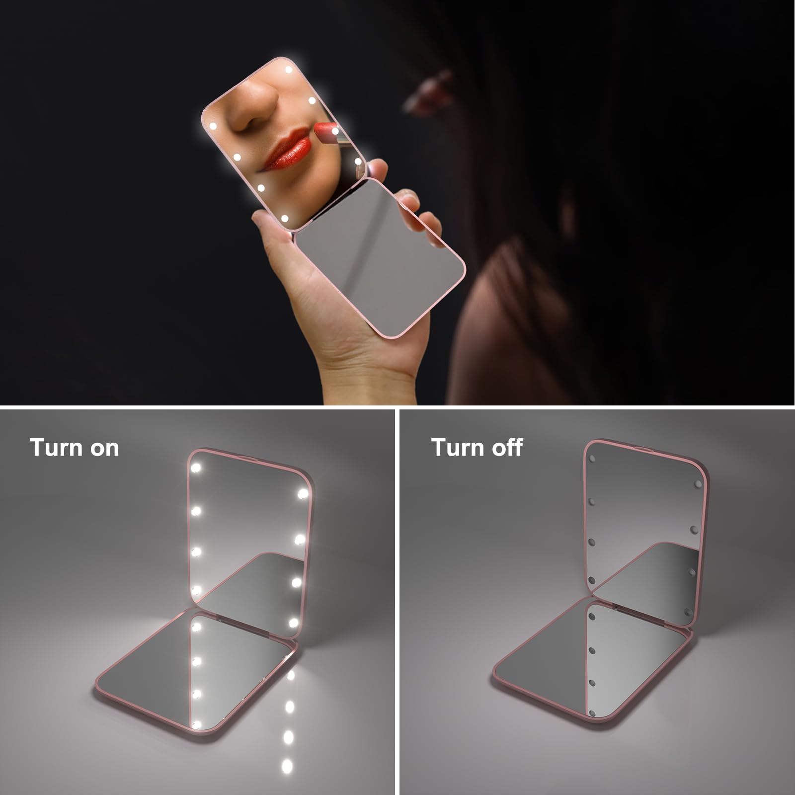 Kintion miroir de poche matière PP alimentaire, sûr pour la peau.